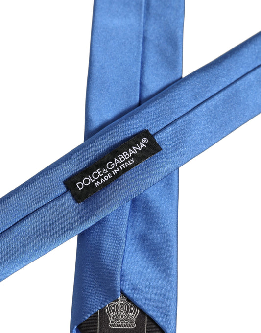 Dolce & Gabbana Men Blue 100% Silk Satin Adjustable Tied Necktie Tie