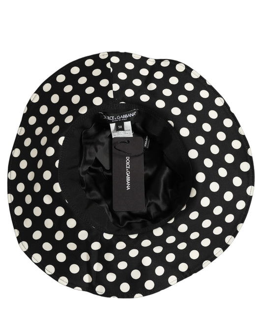 Dolce & Gabbana Black White Polka Dot Cotton Bucket Capello Hat