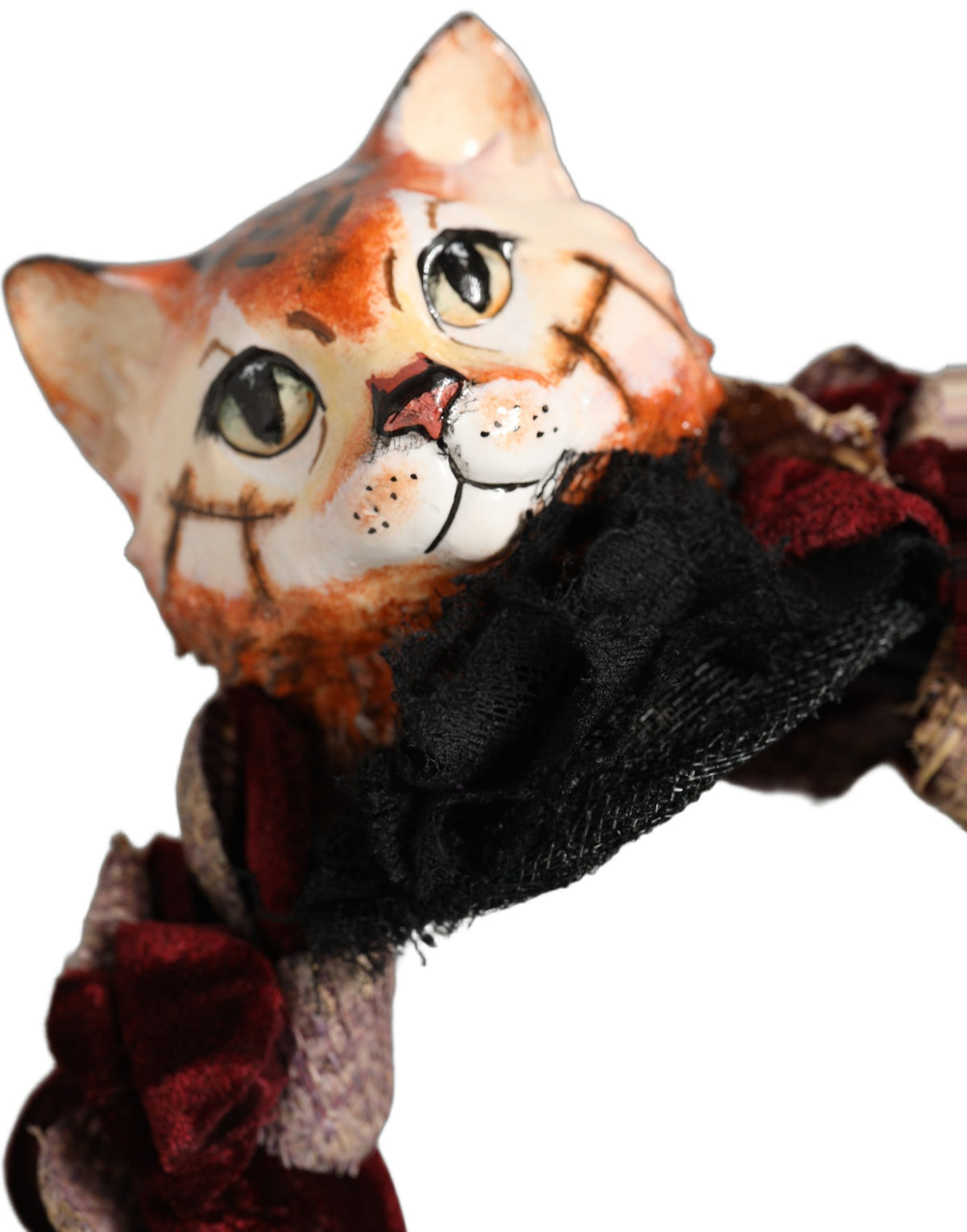 Dolce & Gabbana Samt-Haarreif aus Seide mit mehrfarbiger Bengalkatze
