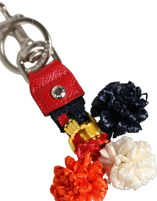 Dolce & Gabbana Raffia Leather Clasp Finder Chain Keyring Multicolor