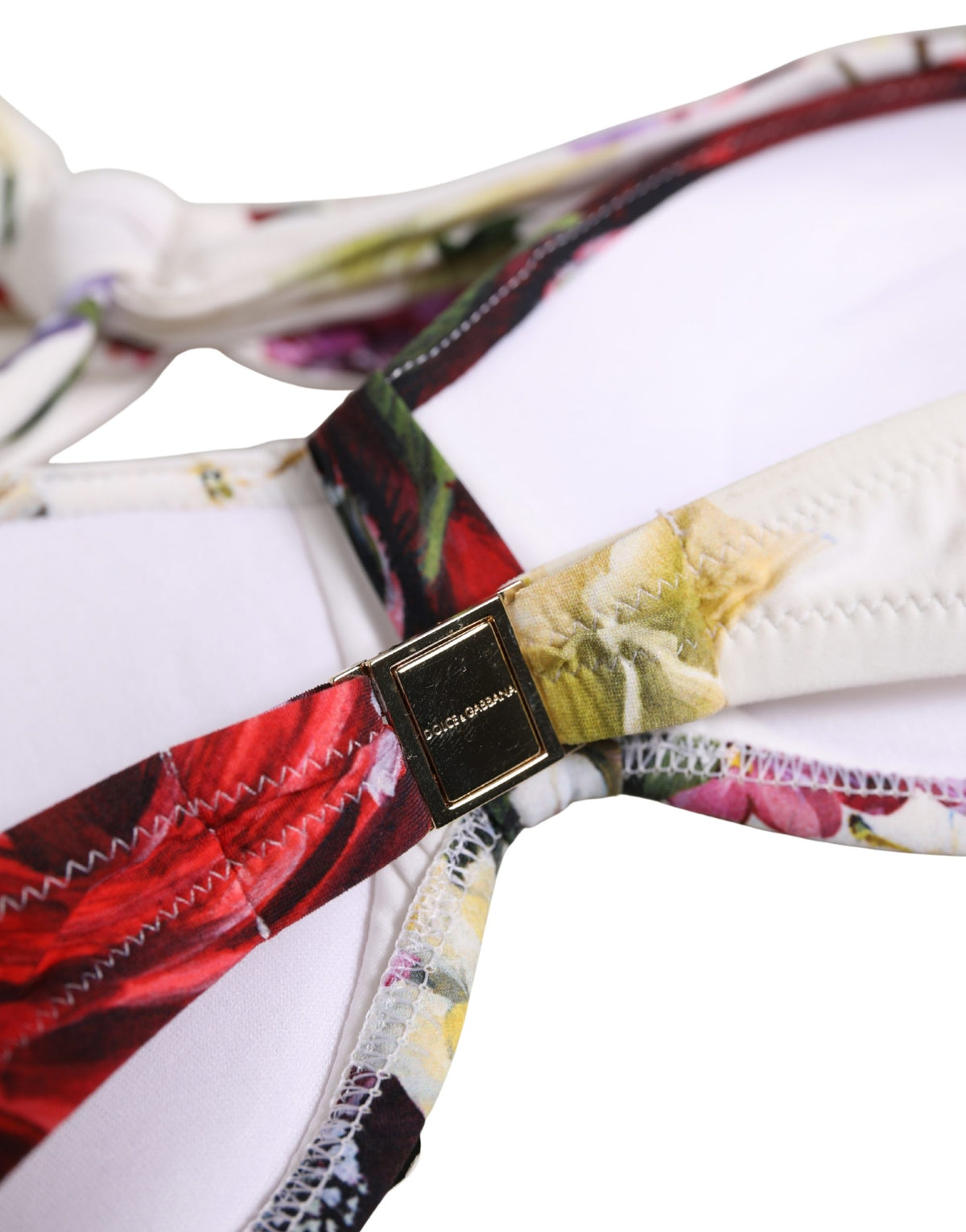 Dolce & Gabbana Bikinioberteil aus Nylon mit weißem Blumenmuster