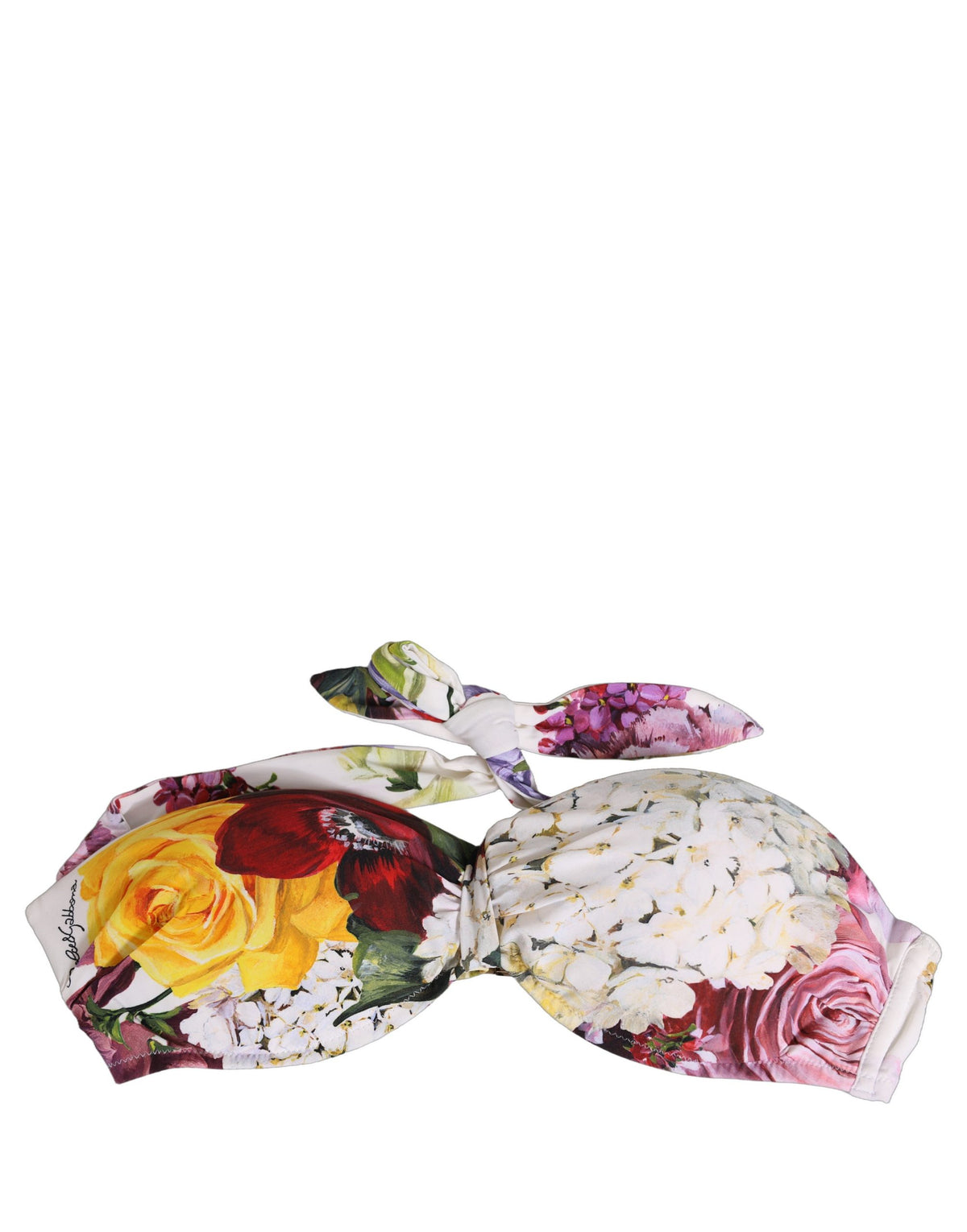 Dolce & Gabbana Bikinioberteil aus Nylon mit weißem Blumenmuster