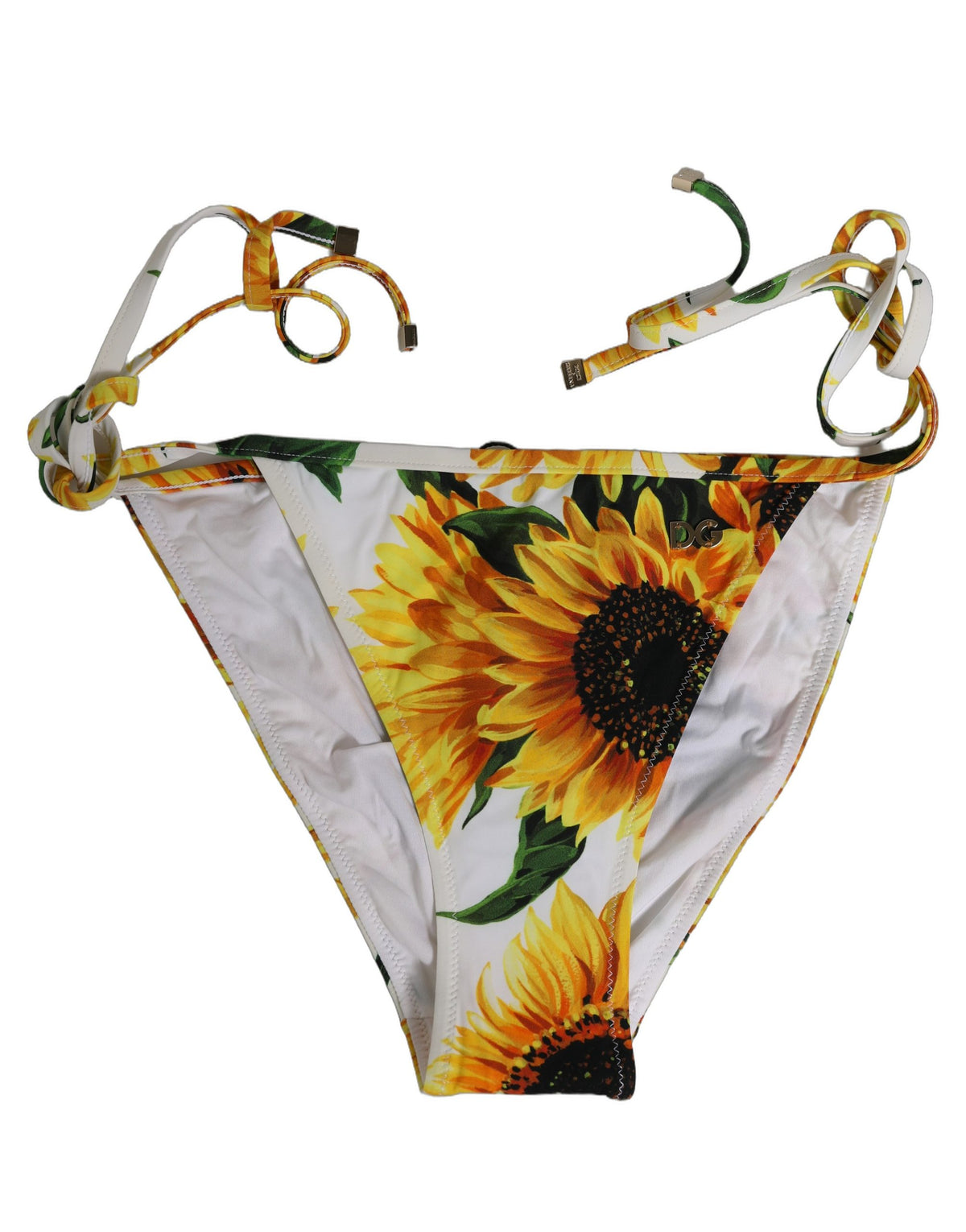 Dolce & Gabbana Bikinihose weiß Sonnenblumen-Nylon Bademode