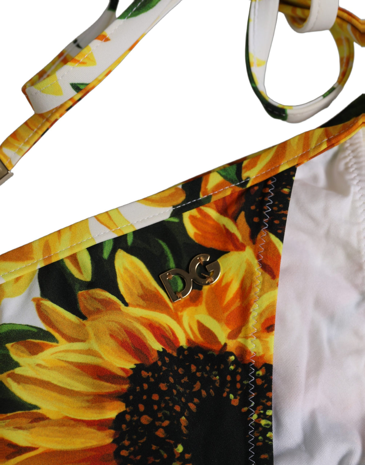 Dolce & Gabbana Bikinihose weiß Sonnenblumen-Nylon Bademode