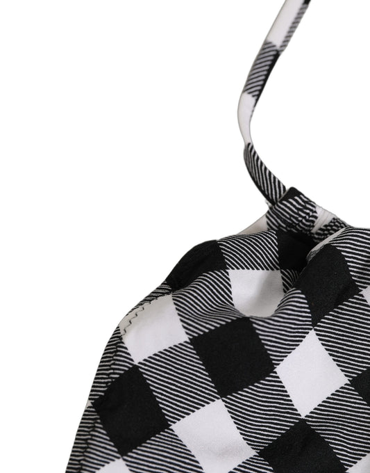 Dolce & Gabbana Black White Checkered Halter Beachwear Bikini Top