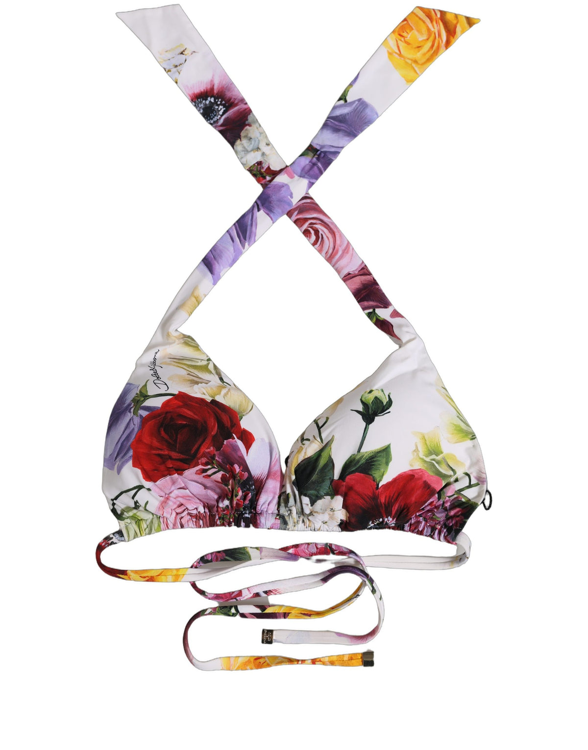 Dolce & Gabbana weißer, geblümter Triangel-Bikini-Oberteil