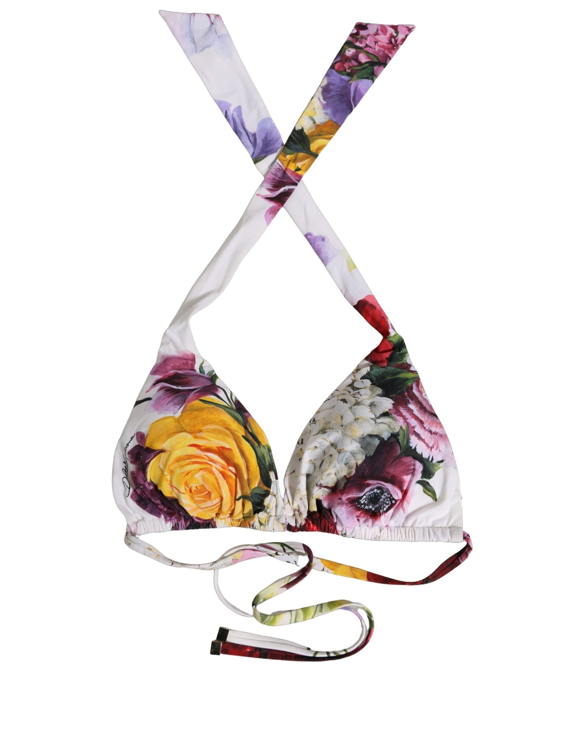 Dolce & Gabbana weißer, geblümter Triangel-Bikini-Oberteil