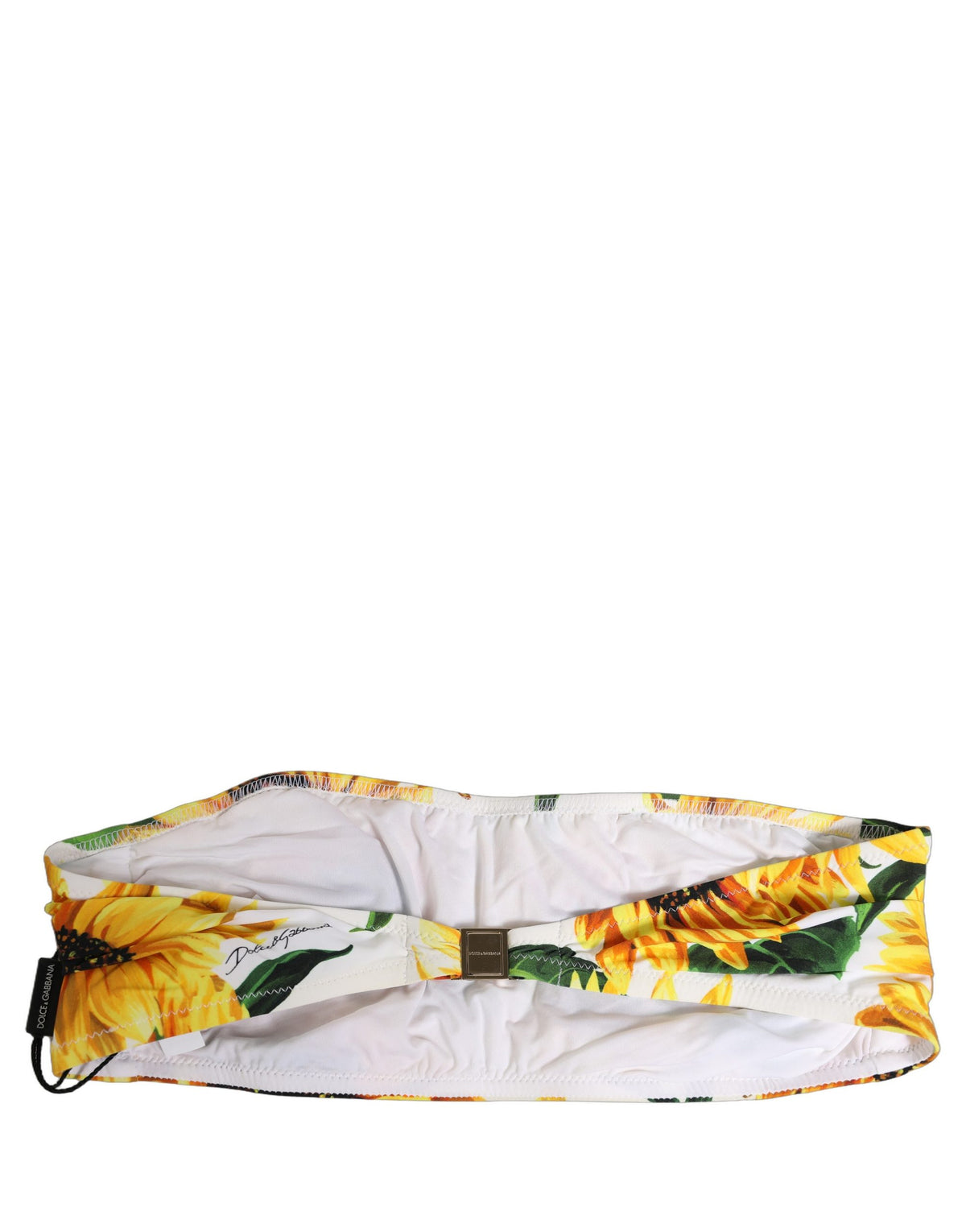 Dolce & Gabbana Bandeau-Bikini-Oberteil mit weißem Sonnenblumen-Print