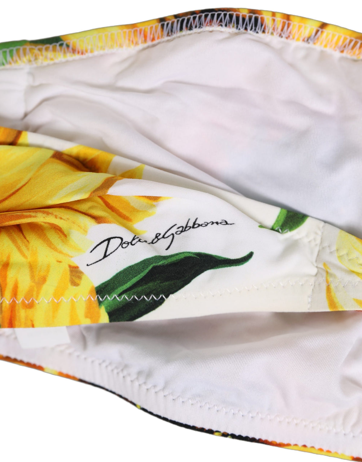 Dolce & Gabbana Bandeau-Bikini-Oberteil mit weißem Sonnenblumen-Print