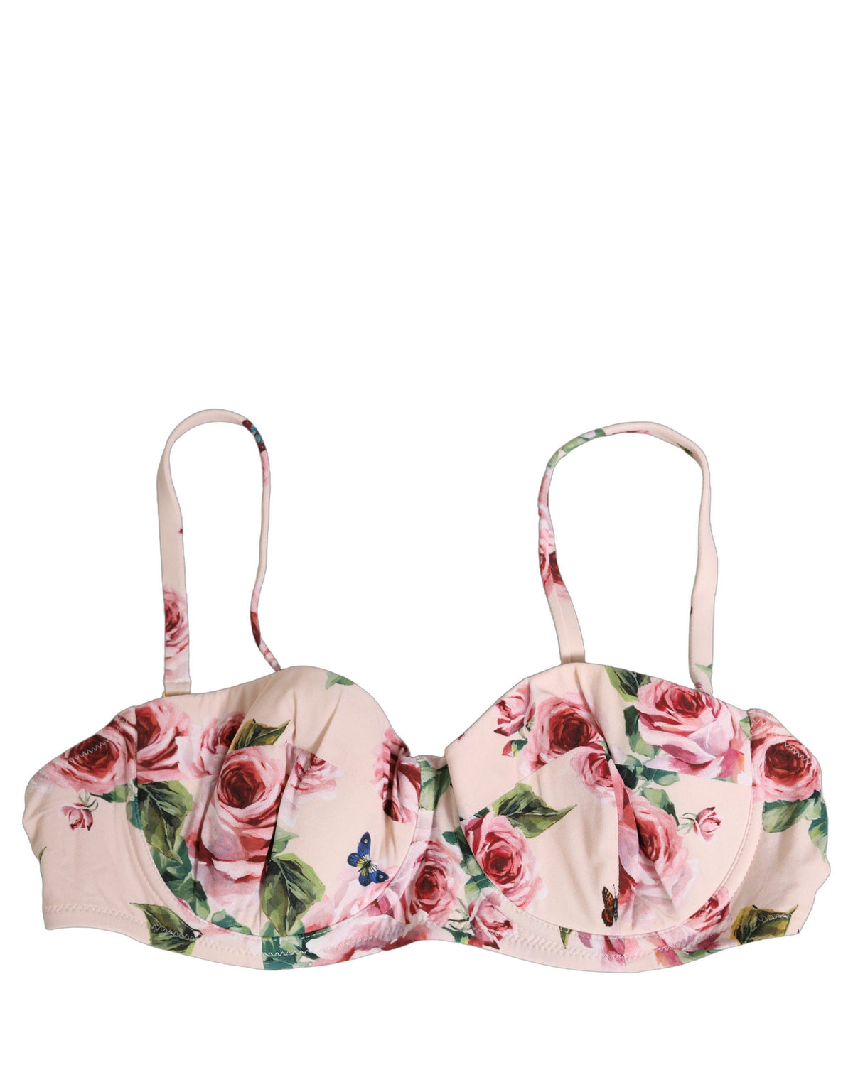 Dolce & Gabbana Bikini-Oberteil mit rosafarbenem Blumenmuster und Bügel