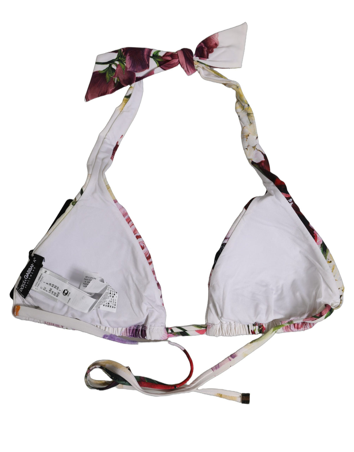 Dolce & Gabbana weißer, geblümter Triangel-Bikini-Oberteil