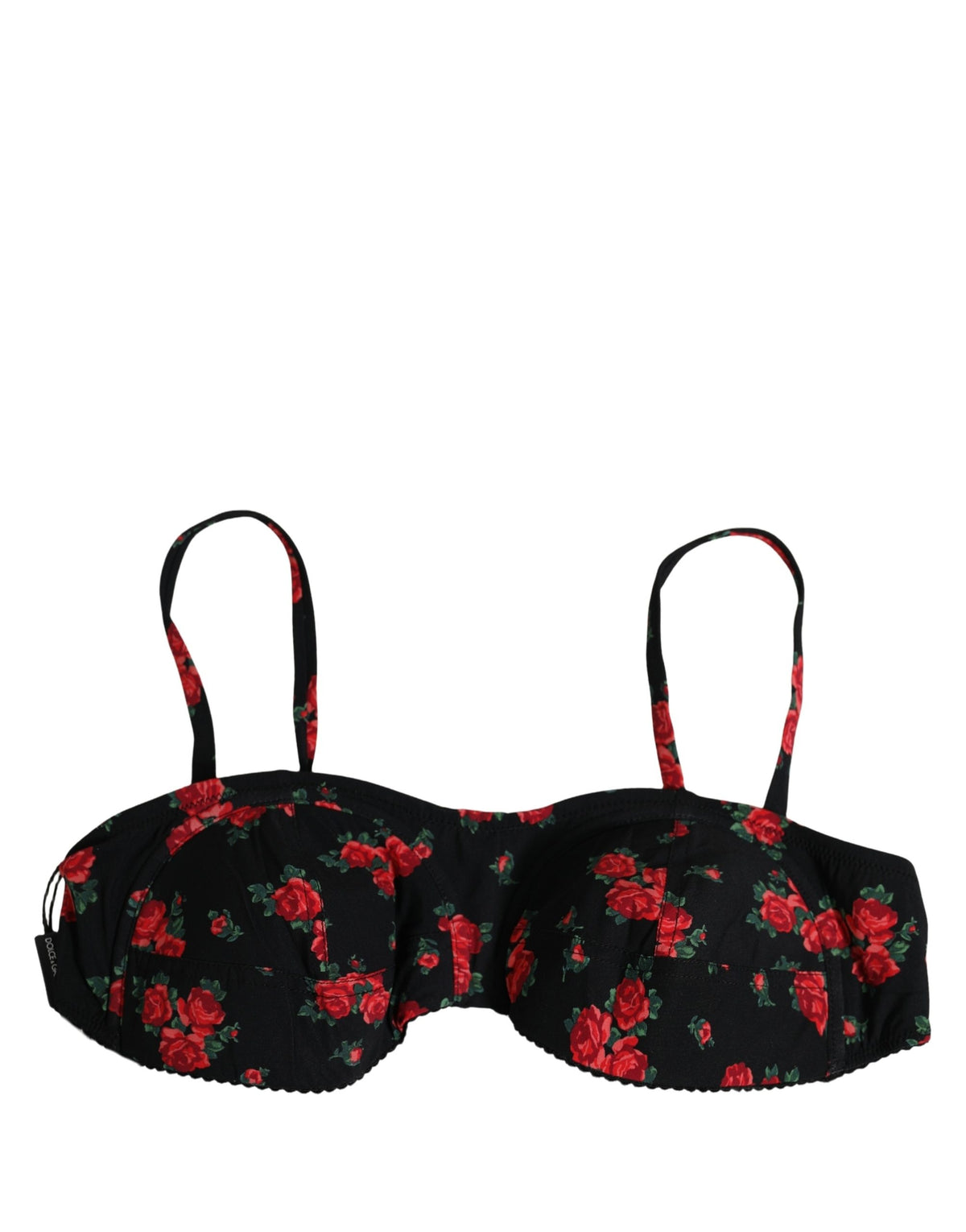 Dolce & Gabbana Bikinioberteil mit Bügel und schwarzem Blumenmuster