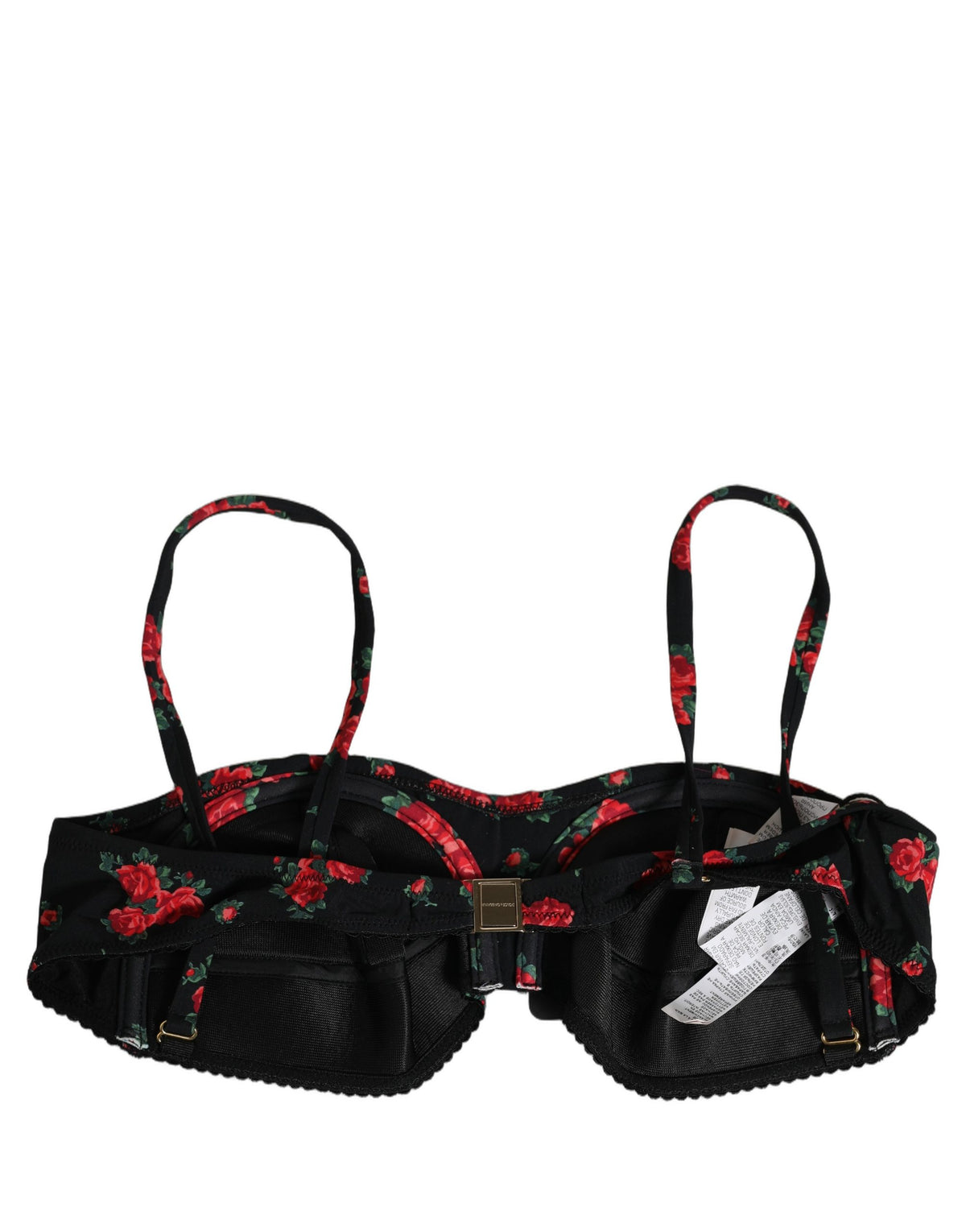 Dolce & Gabbana Bikinioberteil mit Bügel und schwarzem Blumenmuster