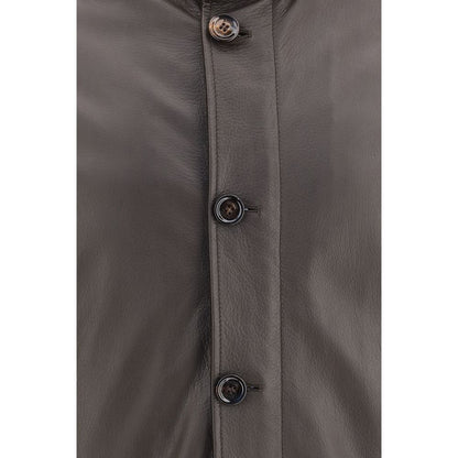 MooRER Brown Leather Full-Length Jacket