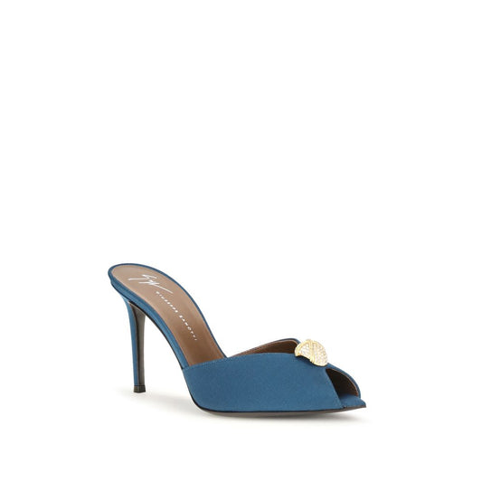 Giuseppe Zanotti Blue Calf Leather Bos Taurus Stiletto Heel Sandals