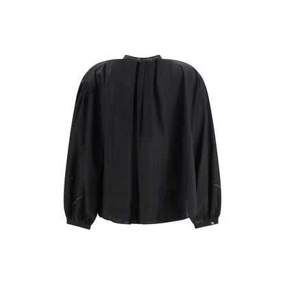Forte_Forte Black Cotton Pattern Shirt