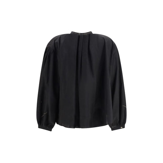 Forte_Forte Black Cotton Pattern Shirt