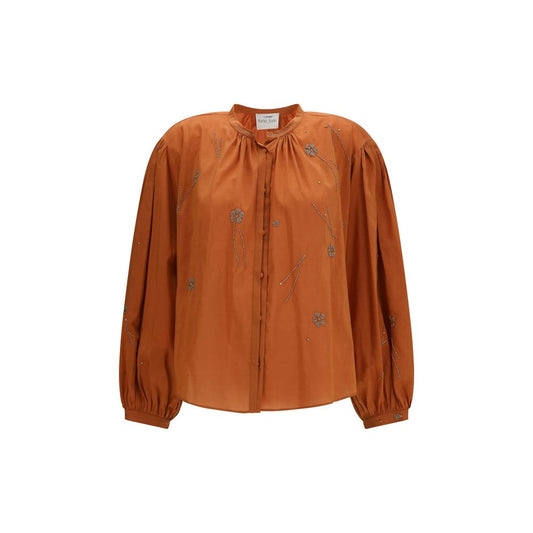 Forte_Forte Orange Cotton Pattern Shirt
