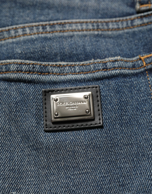 Dolce & Gabbana Blue Cotton Stretch Skinny Denim Trouser Jeans