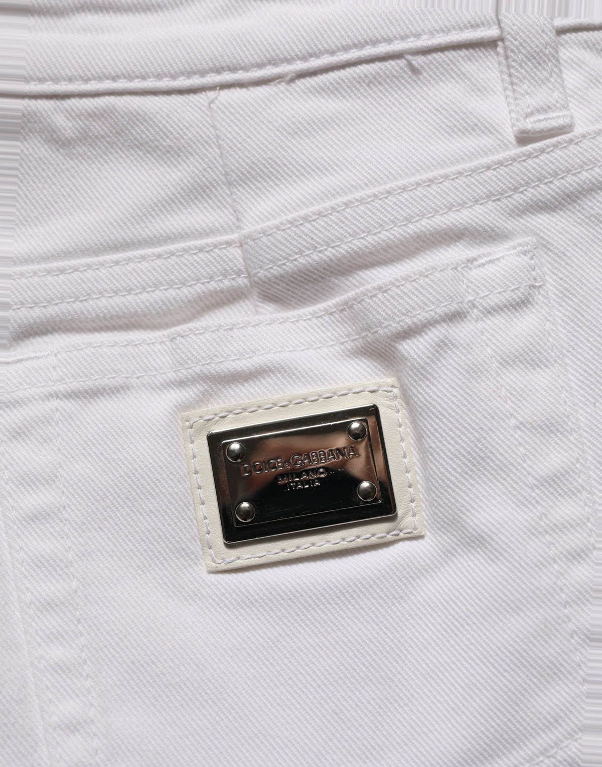 Dolce & Gabbana Weiße Baumwolle Low Rise Denim Hotpants Shorts