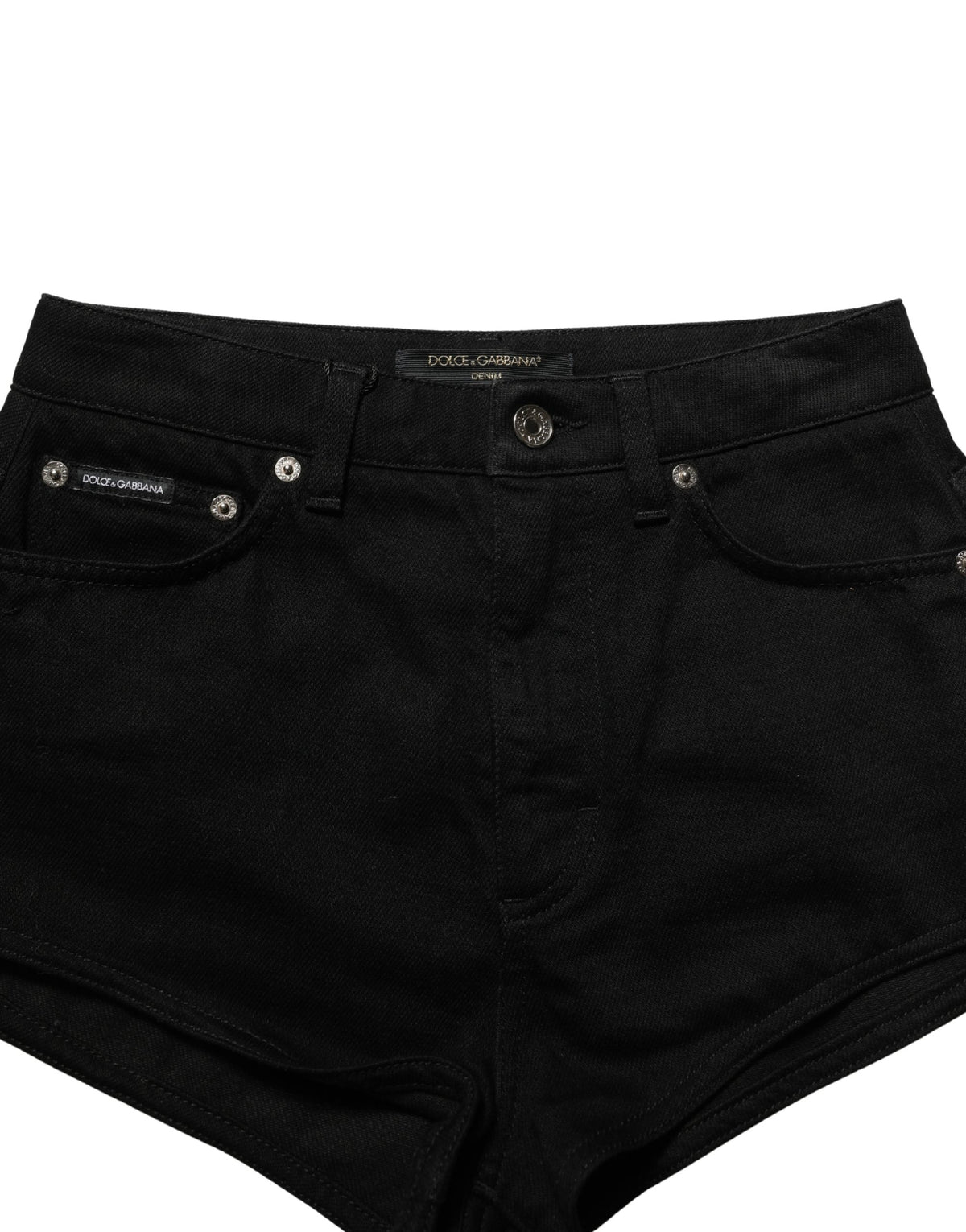 Dolce & Gabbana Dunkelgraue Baumwolle Mid Rise Denim Hot Pants Shorts