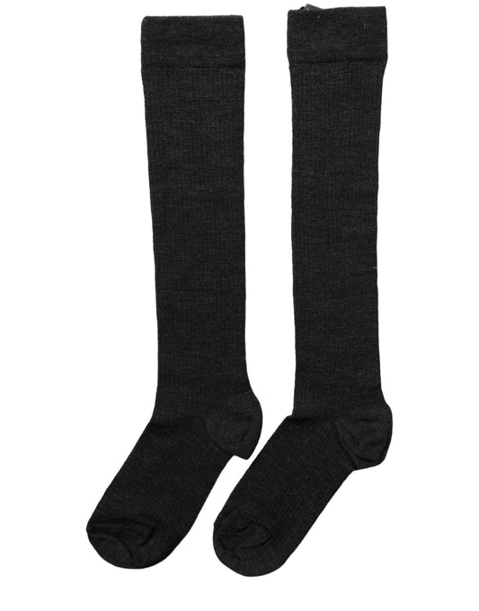 Dolce & Gabbana Black Wool Knit Calf Long Women Accessory Socks