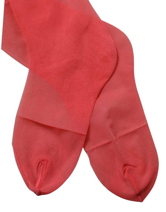 Dolce & Gabbana Red Nylon Mesh Sheer Calf Long Accessory Socks