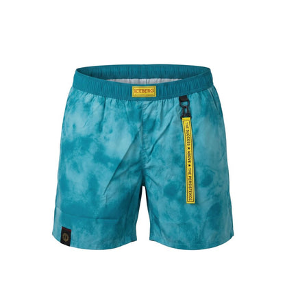Iceberg Hellblaue Polyester-Badeshorts für Herren
