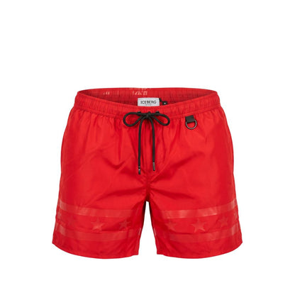Iceberg Rote Polyester-Badeshorts für Herren