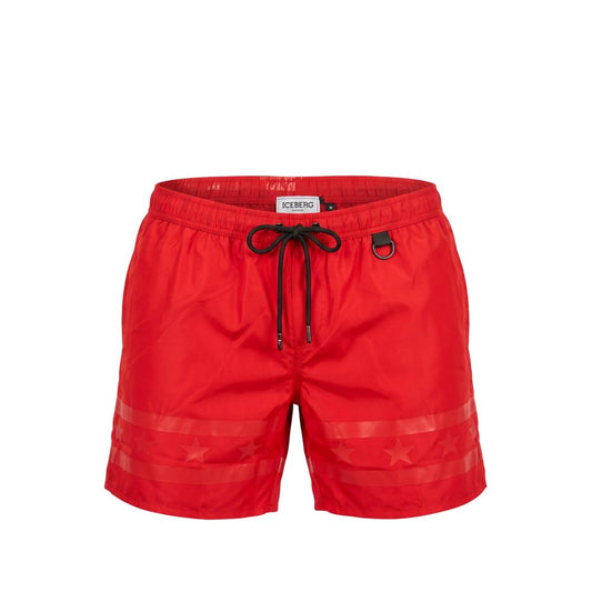 Iceberg Rote Polyester-Badeshorts für Herren