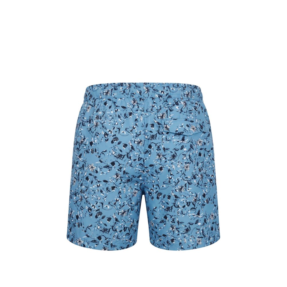 Trussardi Beachwear Hellblaue Polyester-Badeshorts für Herren