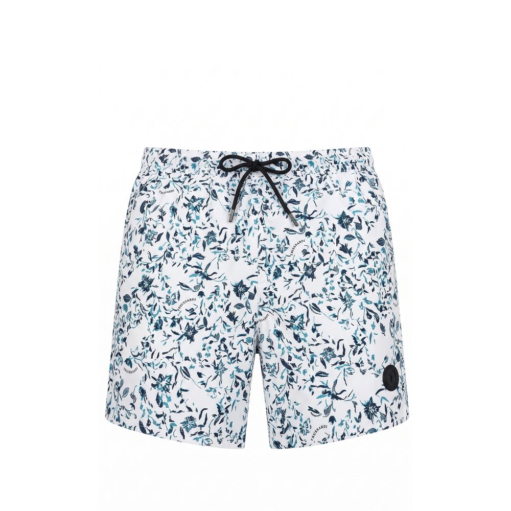 Trussardi Beachwear Weiße Polyester-Badeshorts für Herren