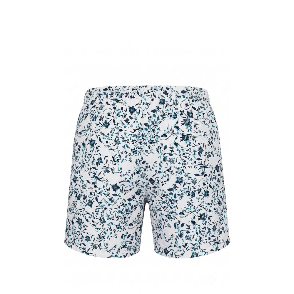 Trussardi Beachwear Weiße Polyester-Badeshorts für Herren