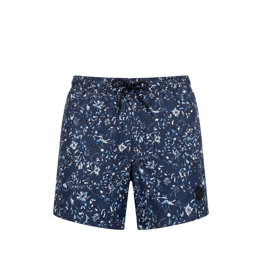 Trussardi Beachwear Blaue Polyester-Badeshorts für Herren