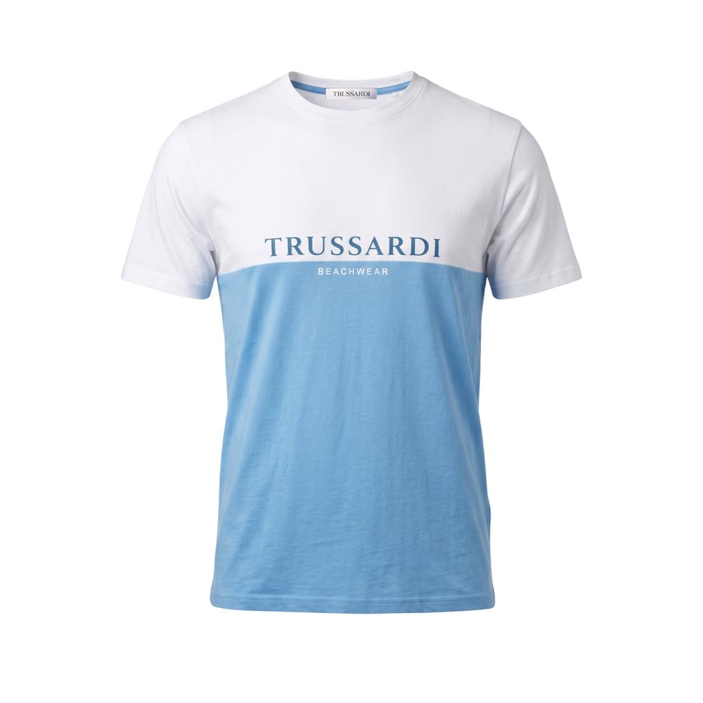 Trussardi Beachwear Hellblaues Herren-T-Shirt aus Baumwolle