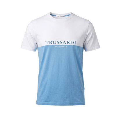 Trussardi Beachwear Hellblaues Herren-T-Shirt aus Baumwolle