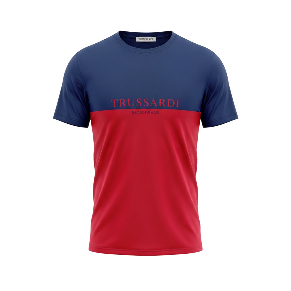 Trussardi Beachwear Rotes Herren-T-Shirt aus Baumwolle