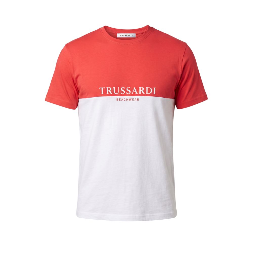 Trussardi Beachwear Weißes Baumwoll-T-Shirt für Herren