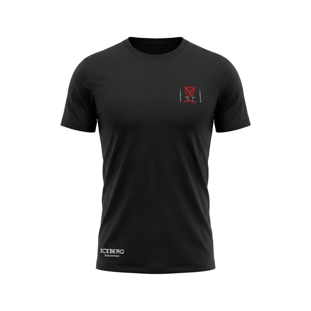 Iceberg Schwarzes Herren-T-Shirt aus Baumwolle