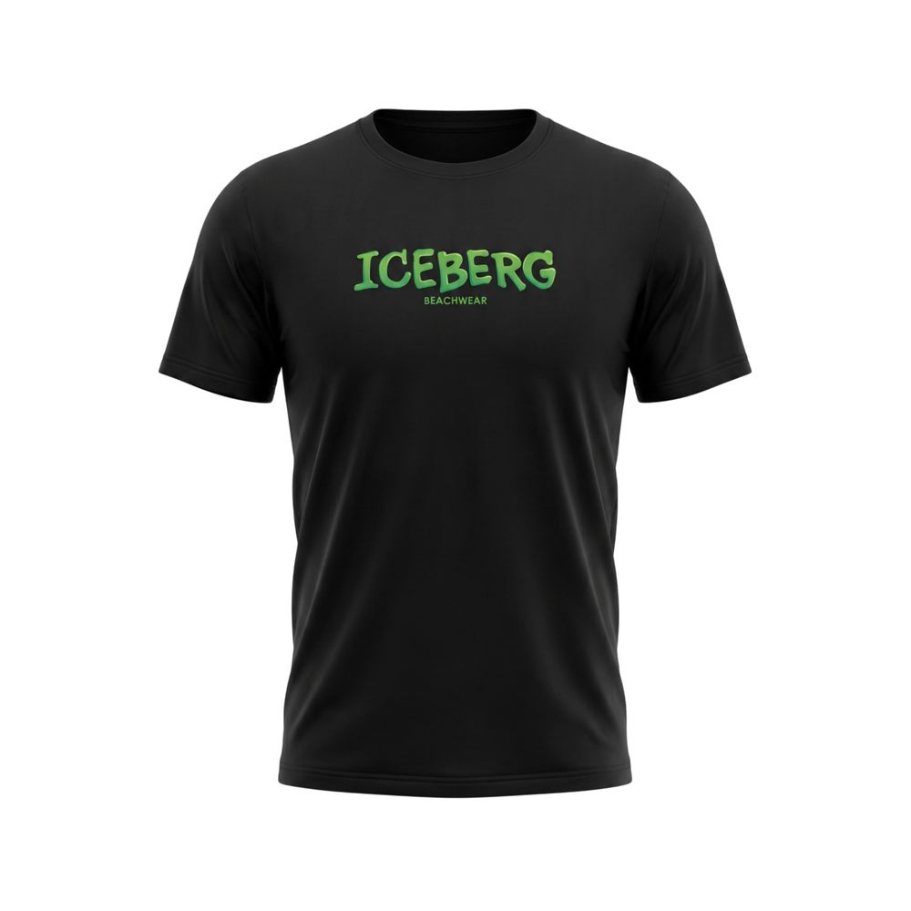 Iceberg Schwarzes Herren-T-Shirt aus Baumwolle