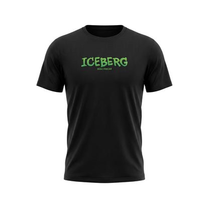 Iceberg Schwarzes Herren-T-Shirt aus Baumwolle