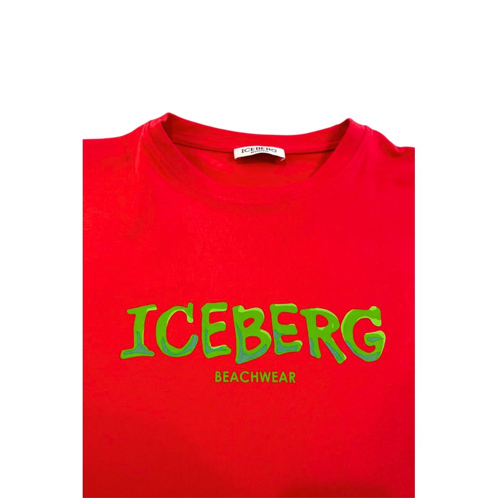 Iceberg Rotes Baumwoll-T-Shirt für Herren