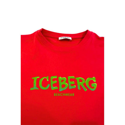 Iceberg Rotes Baumwoll-T-Shirt für Herren
