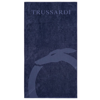 Trussardi Beachwear Blue Cotton Men's Beach Towel