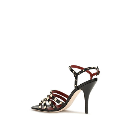Valentino Garavani Black Goatskin Stiletto Heel Sandals