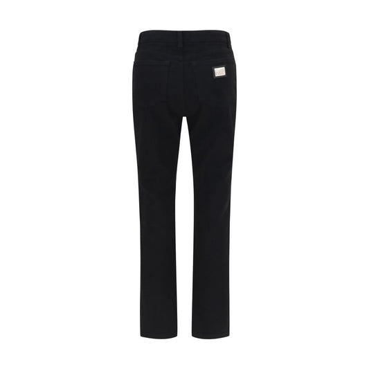 Dolce & Gabbana Black Cotton Straight-Leg Jeans