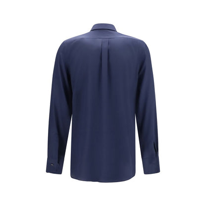 Dolce & Gabbana Blue Silk Dress Shirt