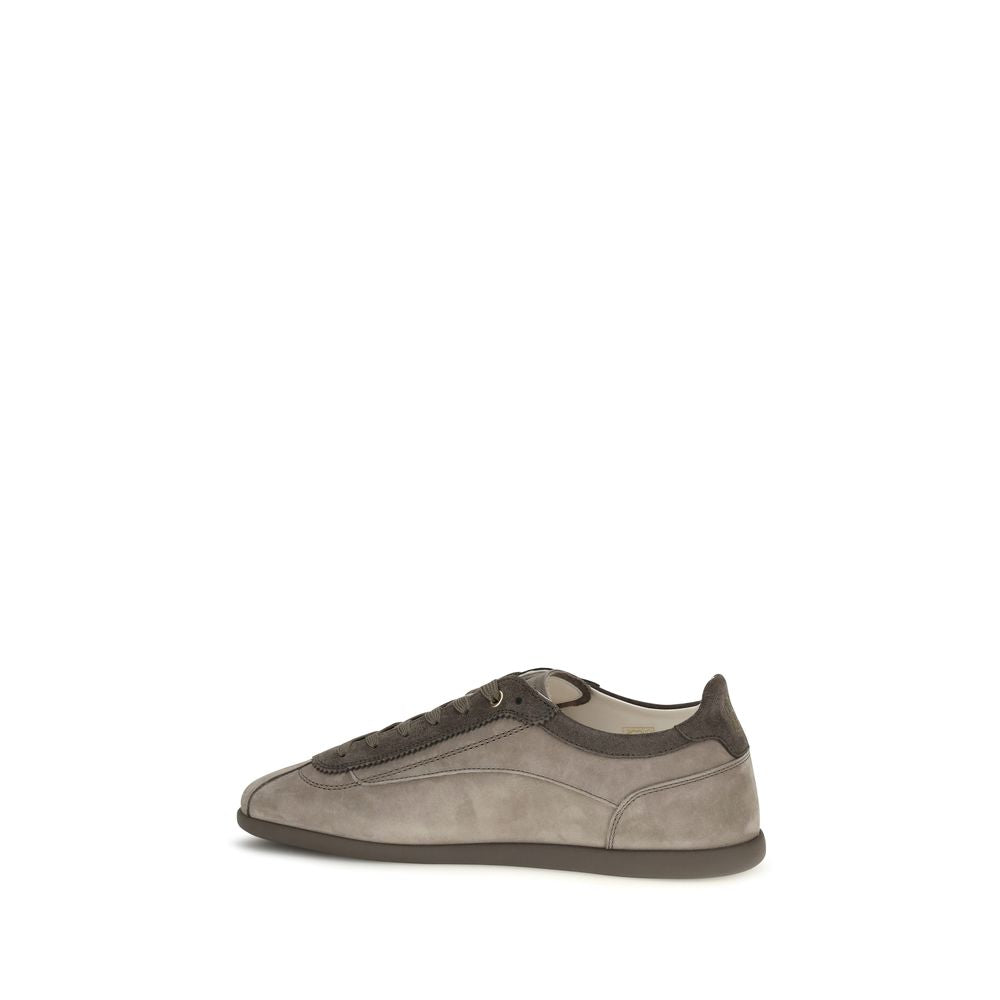 Brunello Cucinelli Gray Calf Leather Bos Taurus Sneakers