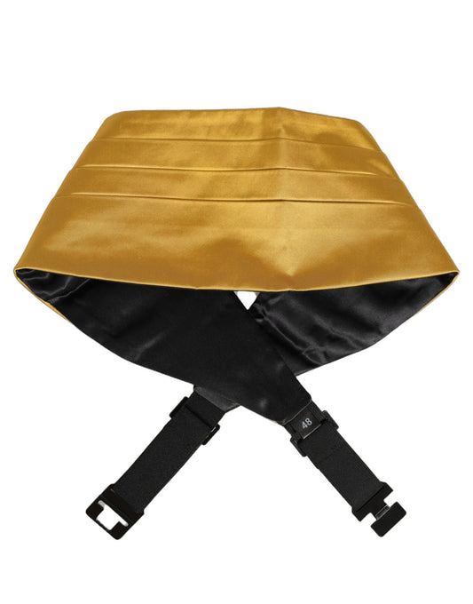 Dolce & Gabbana Gold Men 100% Silk Belt Waist Cummerbund