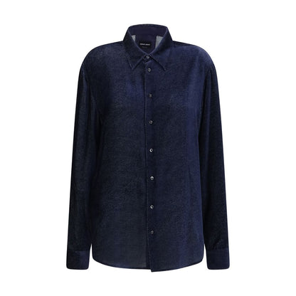 Giorgio Armani Blue Silk Dress Shirt